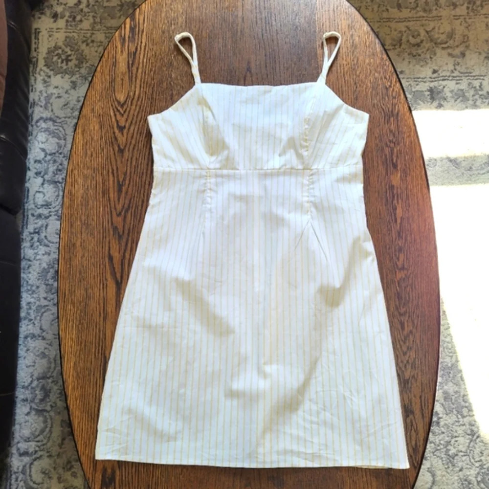L.A Hearts Pacsun White and Yellow Stripe Spaghetti Strap Mini Dress Size Medium